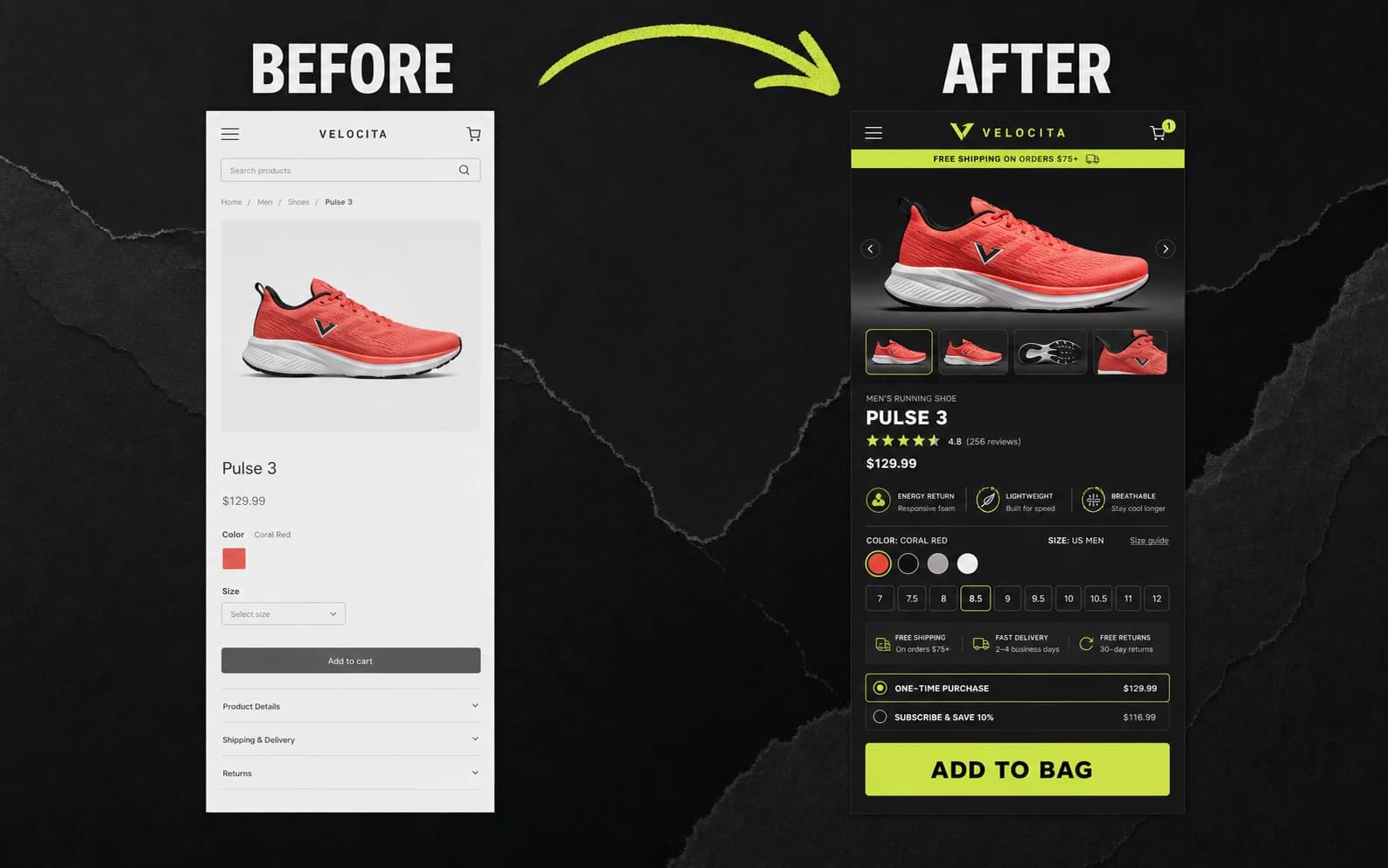 The Velocita product page marked up as a component classification map