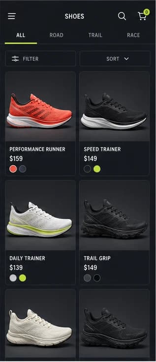 Collection page from the sample Velocita commerce journey