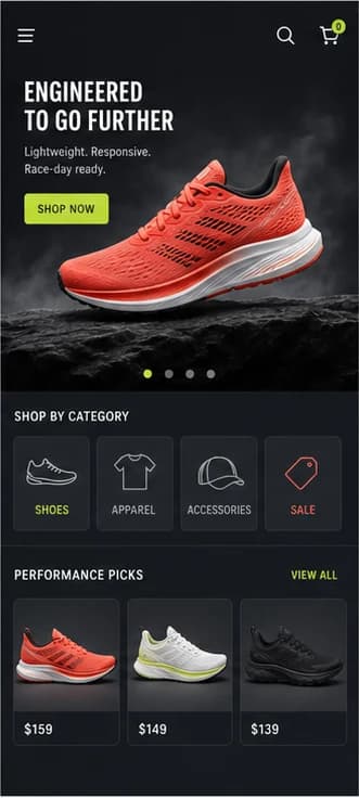 Home page from the sample Velocita commerce journey